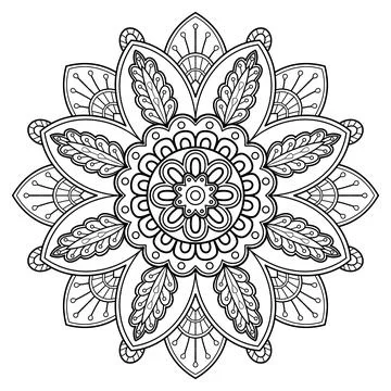 Mandala pattern for Coloring book. Mandala digital art Stencil Stock Illustration