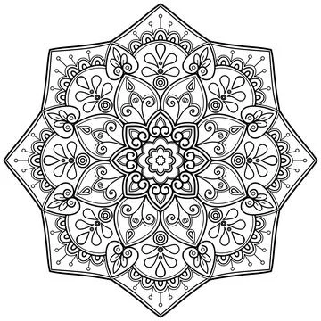 Mandala pattern for Coloring book. Mandala digital art Stencil Illustrazione stock