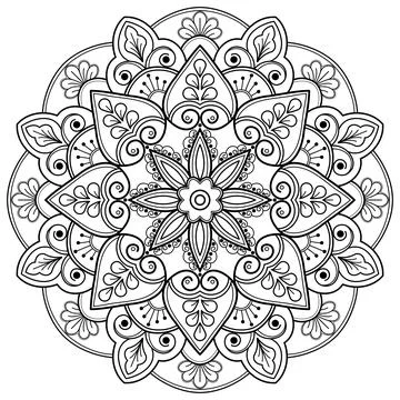 Mandala pattern for Coloring book. Mandala digital art Stencil Stock Illustration