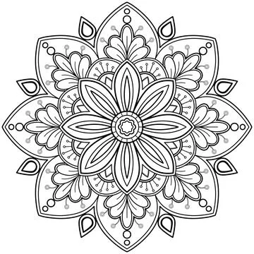 Mandala pattern for Coloring book. Mandala digital art Stencil Stock Illustration