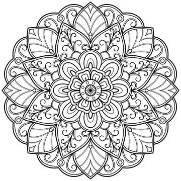 Mandala pattern for Coloring book. Mandala digital art Stencil Stock Illustration