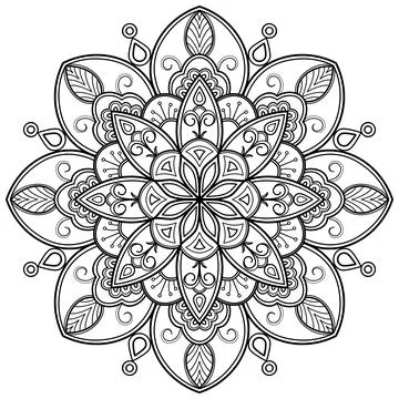 Mandala pattern for Coloring book. Mandala digital art Stencil Stock Illustration