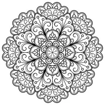 Mandala pattern for Coloring book. Mandala digital art Stencil Stock Illustration