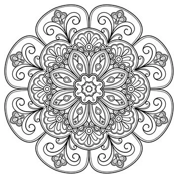 Mandala pattern for Coloring book. Mandala digital art Stencil Stock Illustration
