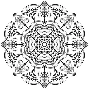 Mandala pattern for Coloring book. Mandala digital art Stencil Stock Illustration