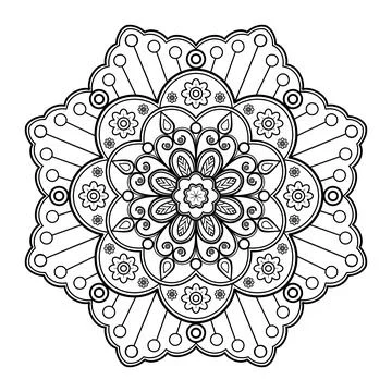 Mandala pattern for Coloring book. Mandala digital art Stencil Stock Illustration