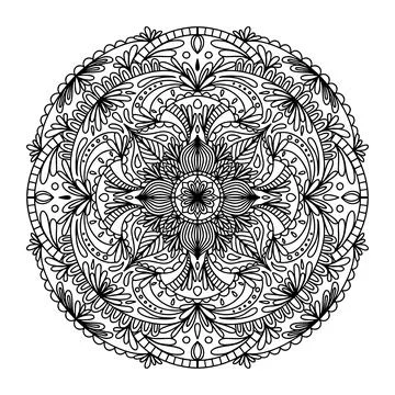 Mandala Pattern Coloring Book Wallpaper design Lace pattern and tattoo yoga V Stock Illustration