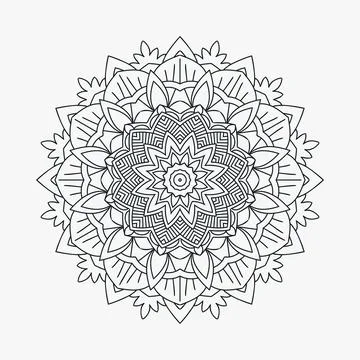 Mandala pattern for coloring pages. Decoration Flower mandala line art vector Stock Illustration