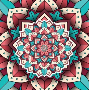 Mandala pattern design background in many colors 스톡 일러스트