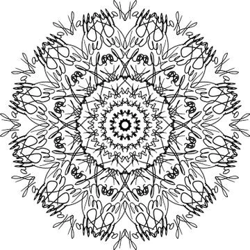 Mandala pattern. Doodle ornament in circle on white background. Stock Illustration