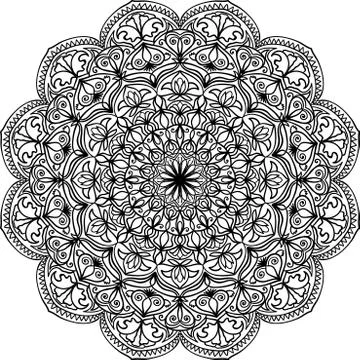 Mandala pattern. Doodle ornament in circle on white background. Stock Illustration