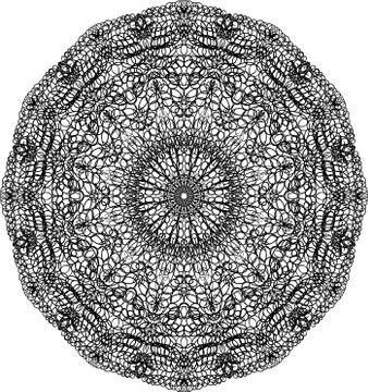 Mandala pattern. Doodle ornament in circle on white background. Stock Illustration