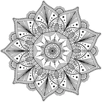 Mandala pattern with floral elements for coloring book Stockillustratie