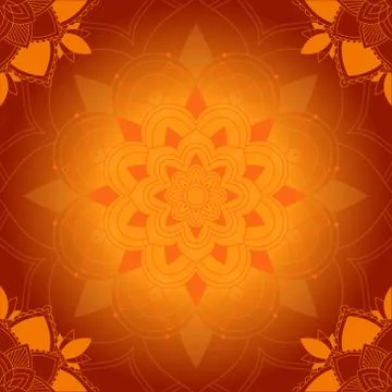 Mandala pattern on orange background Illustrazione stock