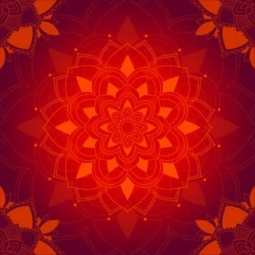 Mandala pattern on red background Stock Illustration