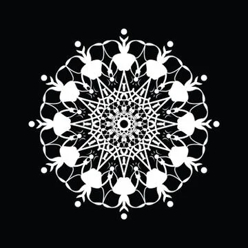Mandala pattern white good mood. Floral round decorative symbol. Illustrazione stock