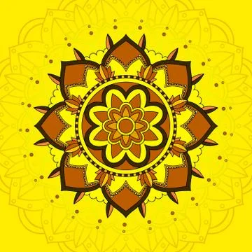 Mandala pattern on yellow background Stock Illustration