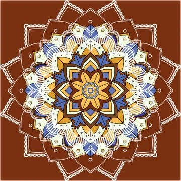 Mandala patterns on brown background Stock Illustration