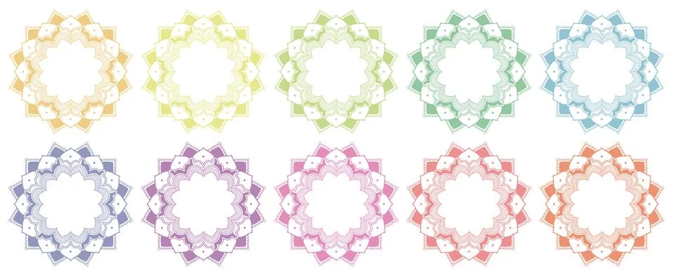 Mandala patterns in different colors Stock Illustration