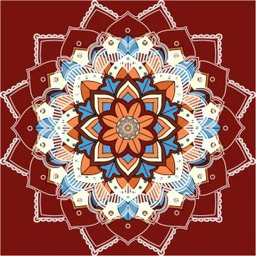 Mandala patterns on red background Stock Illustration