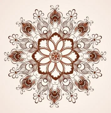Mandala of peacock feathers Illustrazione stock