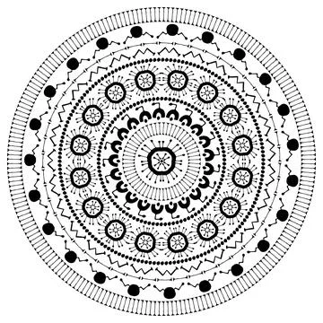Mandala print. Vector geometric black white hand drawn illustration Illustrazione stock