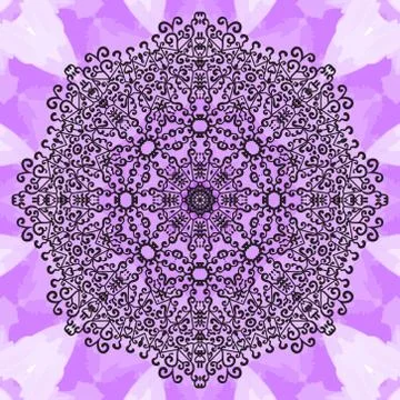 Mandala Print on Violet Seamless Texture. Vintage decorative element endless 스톡 일러스트