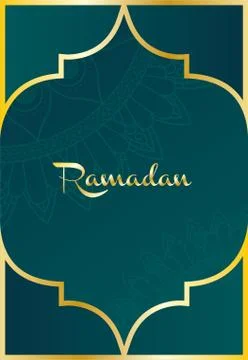 Mandala ramadan kareem pattern with golden frame Stock Illustration