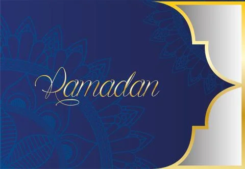 Mandala ramadan kareem pattern with golden frame Stock Illustration