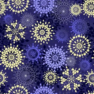 Mandala with rhombus, seamless pattern. Colored vector illustration Illustrazione stock