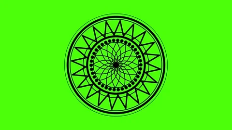 Mandala Rotating Animation Green Screen Chroma Key Stock Footage 305089426