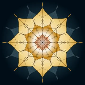 Mandala, round ornament, element for design on a blue background Stock Illustration