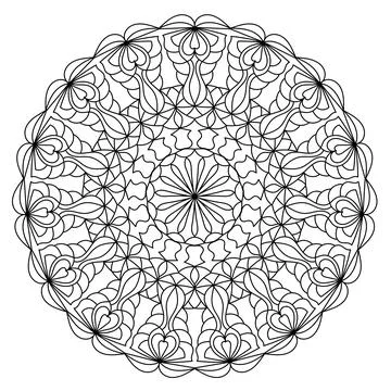Mandala round pattern for coloring book. Decorative ornament. Anti-stress d.. Stock Illustration