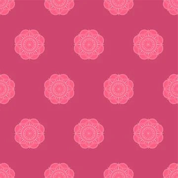 Mandala seamless pattern vector. A symmetrical round pink monochrome ornament イラスト素材