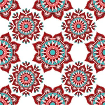 Mandala seamless pattern vector. A symmetrical round redornament. Stock Illustration
