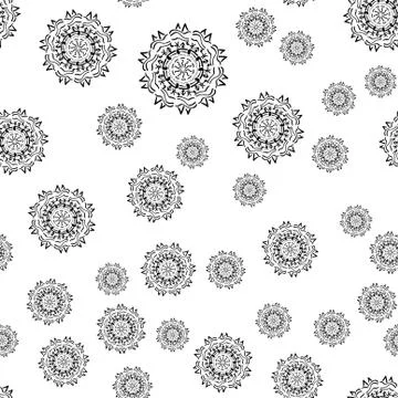 Mandala seamless pattern on white background. Stock Illustration