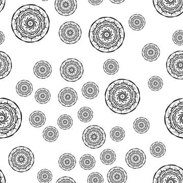 Mandala seamless pattern on white background. Illustrazione stock
