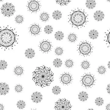 Mandala seamless pattern on white background. Stock Illustration