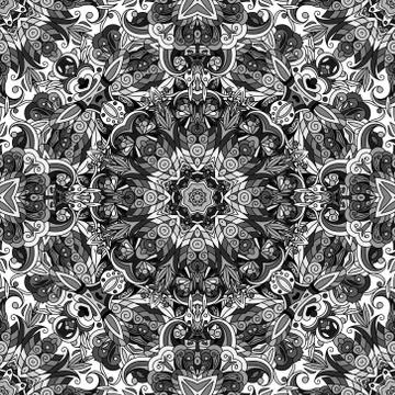 Mandala  seamless  pattern.Vintage vector decorative ornament.Hand drawn Stock Illustration