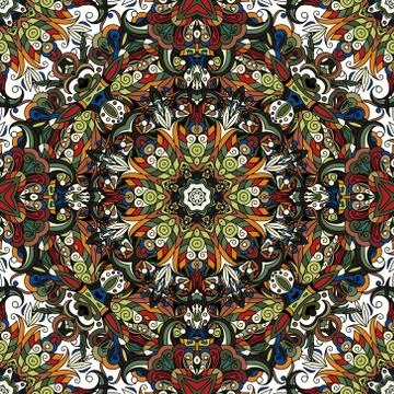 Mandala  seamless  pattern.Vintage vector decorative ornament.Hand drawn 스톡 일러스트