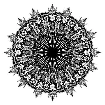 Mandala with skulls Ilustração Stock