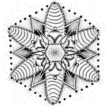 Mandala snowflake pattern gentle Stock Illustration