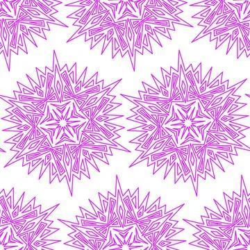 Mandala snowflake seamless pattern, geometric simple design snowflake lilac p Stock Illustration