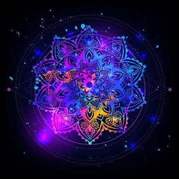 Mandala space. Psychedelic pattern. Stock Illustration