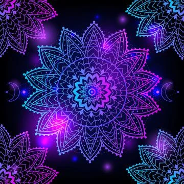 Mandala space. Psychedelic pattern. Stock Illustration