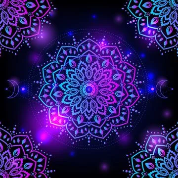 Mandala space. Psychedelic pattern. Stock Illustration