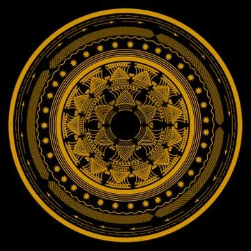 Mandala symbol in a circle consisting of several patterns and ornaments Stock Illustration