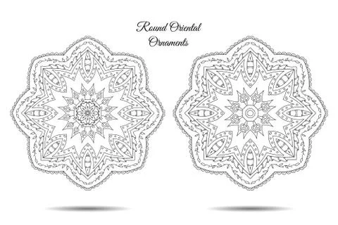 Mandala symmetric illustrations set Stock Illustration