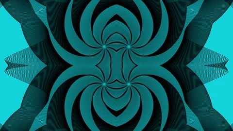 Mandala Teal swirling lines create symmetrical abstract 스톡 동영상 296671402