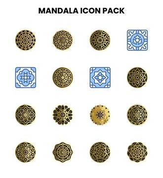 Mandala Two Colour Design Icons Pack 스톡 일러스트